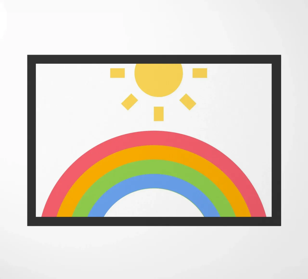 rainbow sun doormat by pastel color shape