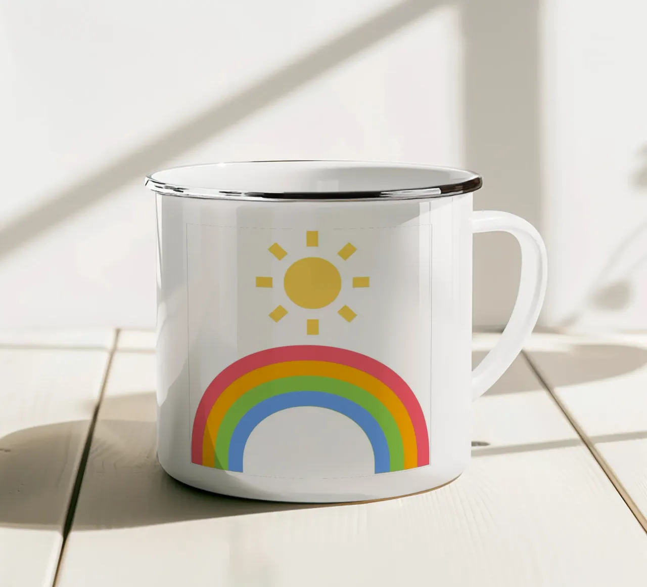 sole arcobaleno tazza in smalto da pastel color shape