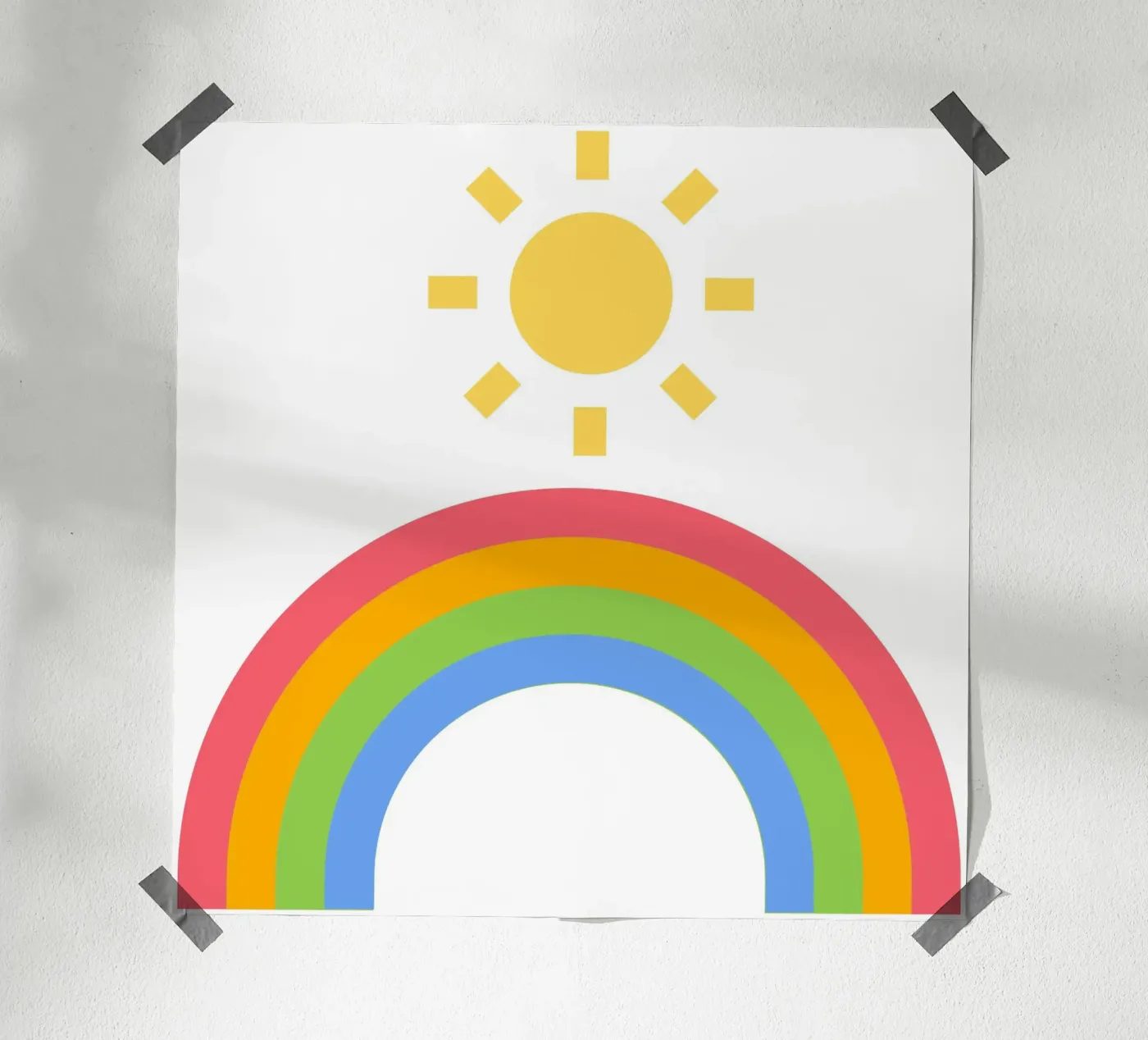 rainbow sun poster by pastel color shape