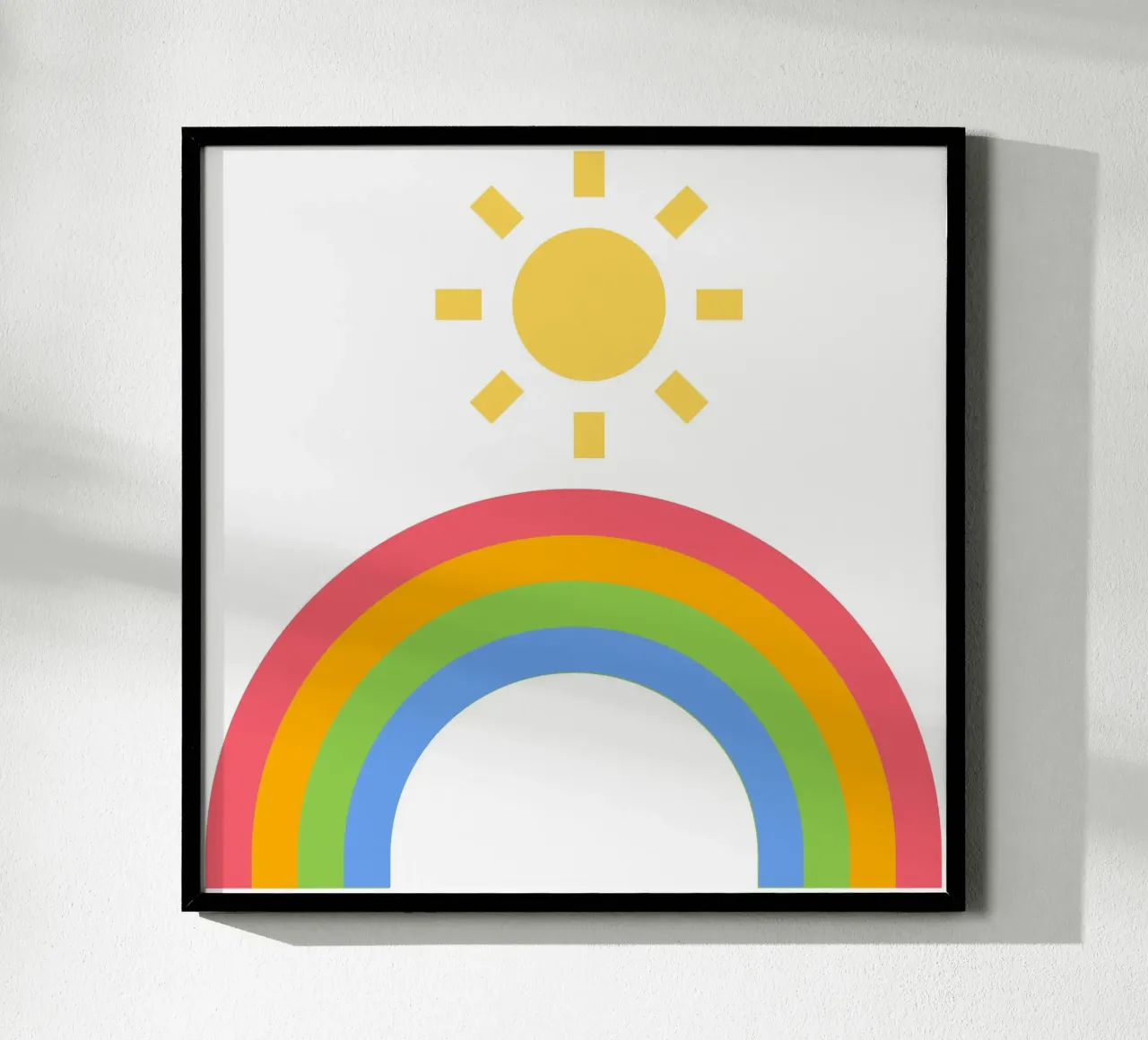 rainbow sun poster with aluminum frame by pastel color shape
