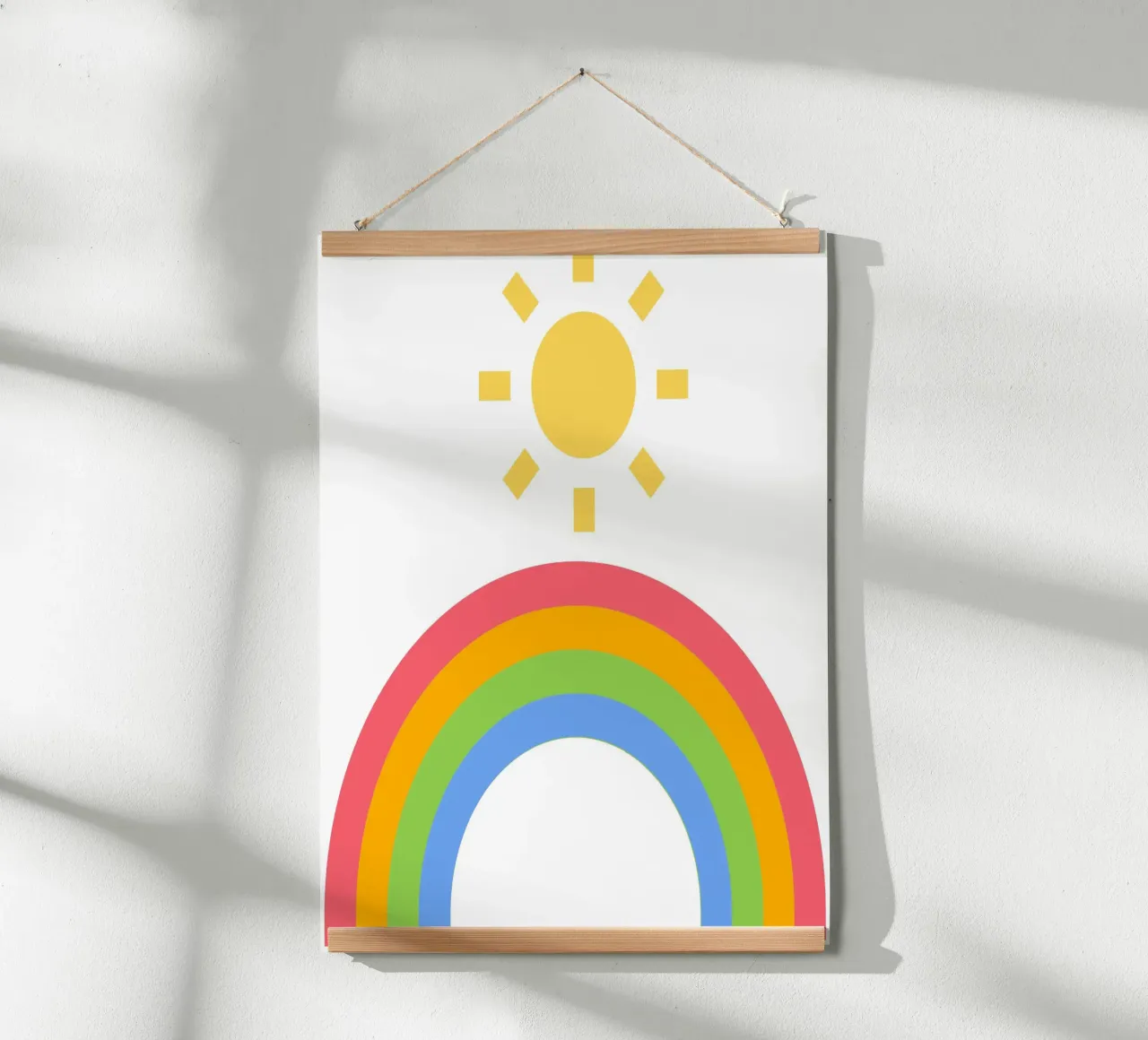 rainbow sun poster with aluminum frame by pastel color shape