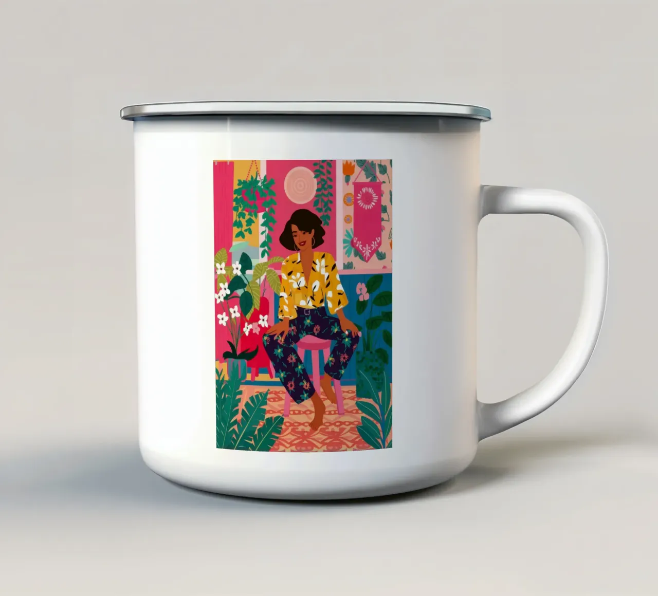 Lampione Chic Bob tazza in smalto da Marigold Tiga