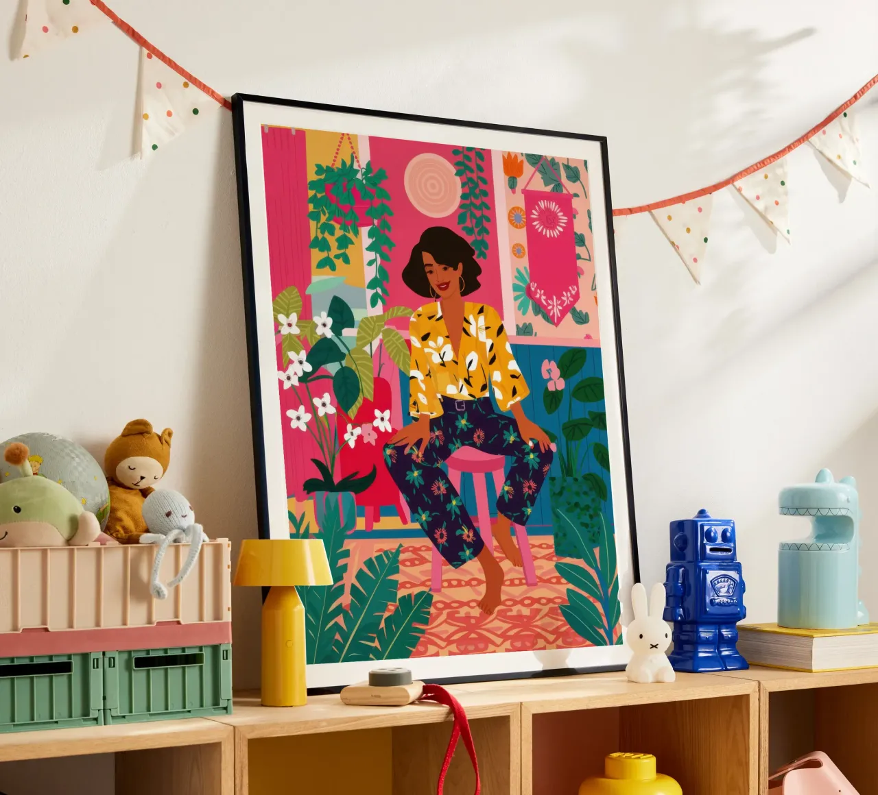 Lampione Chic Bob poster con telaio in legno da Marigold Tiga