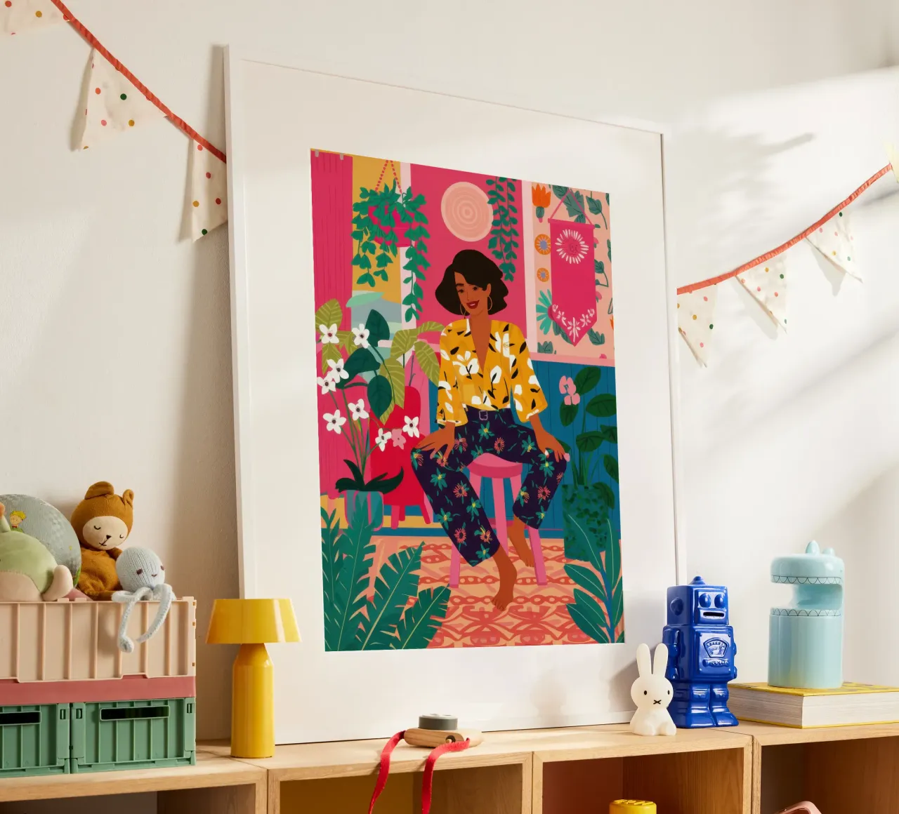 Lampione Chic Bob poster con telaio in legno da Marigold Tiga