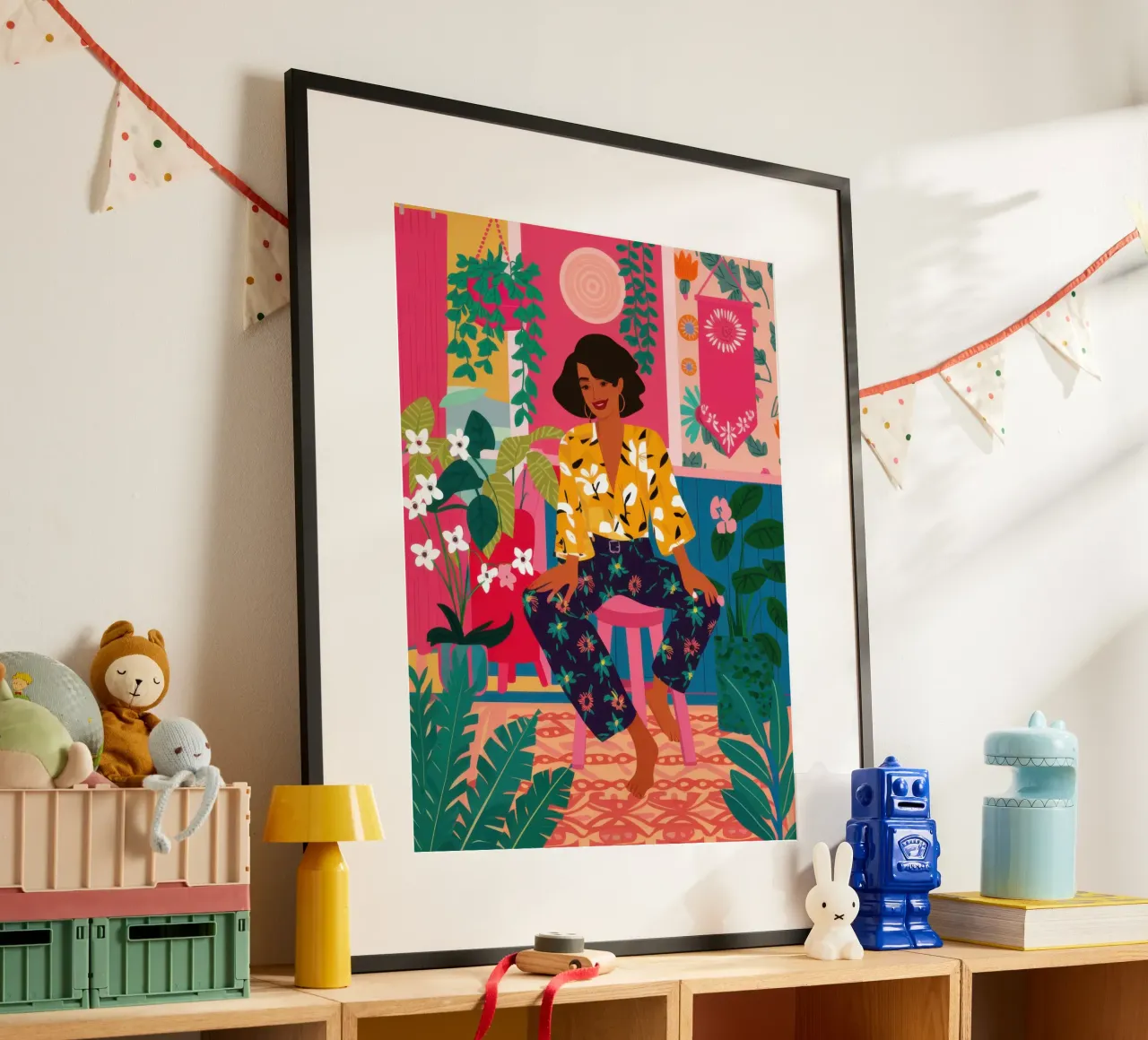 Lampione Chic Bob poster con telaio in legno da Marigold Tiga