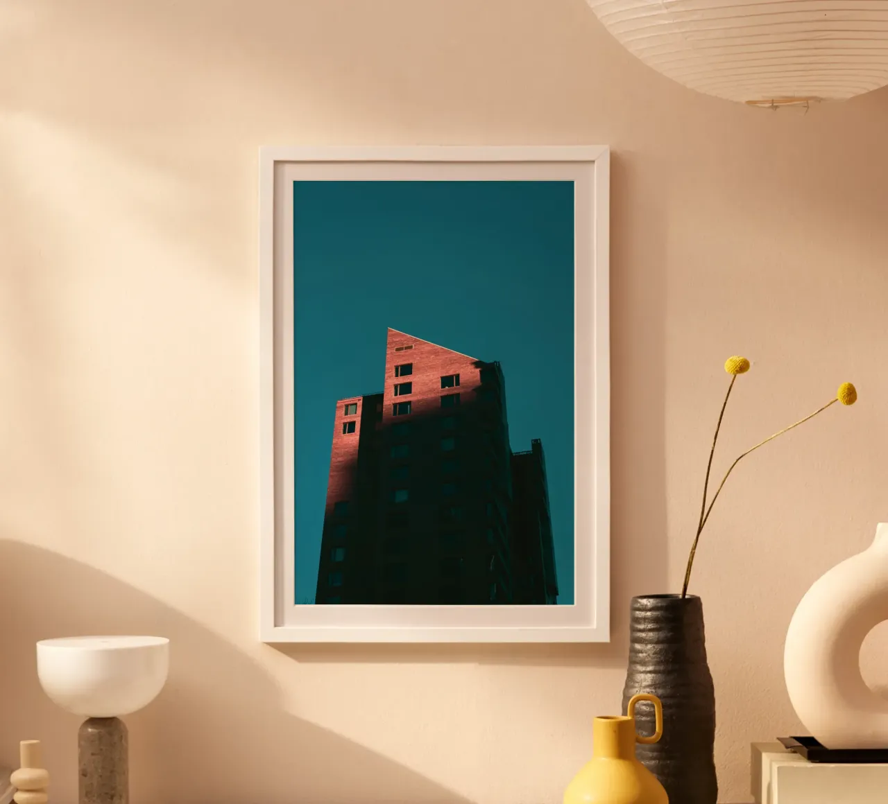 appartamento geometrico poster con telaio in alluminio da pastel color shape
