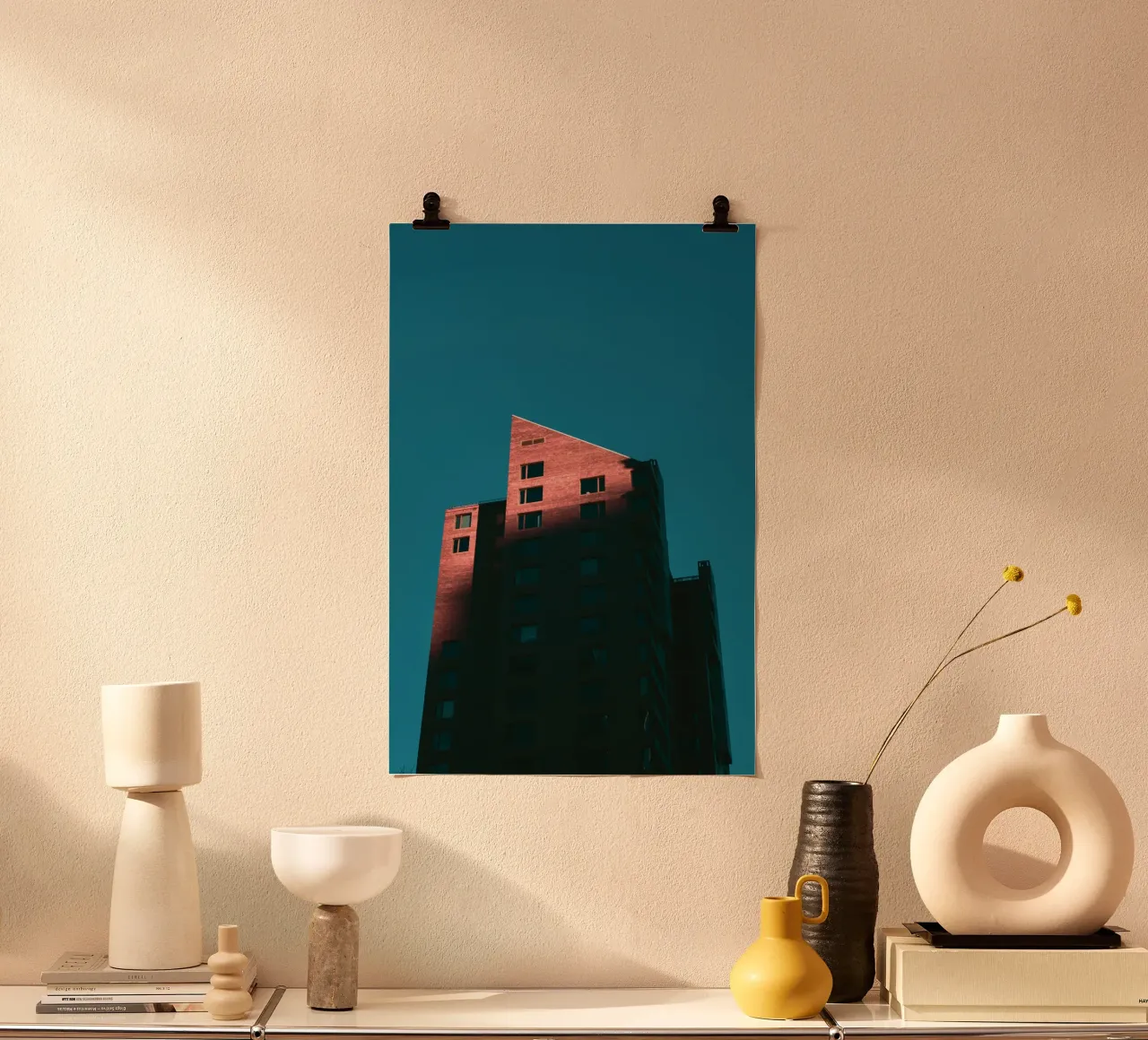 appartamento geometrico poster con telaio in alluminio da pastel color shape