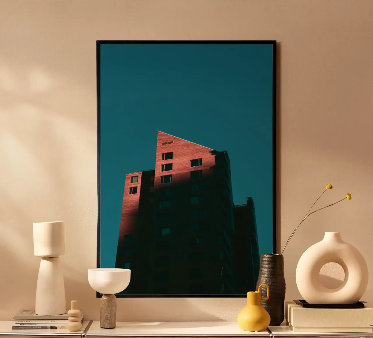 appartamento geometrico poster con telaio in alluminio da pastel color shape