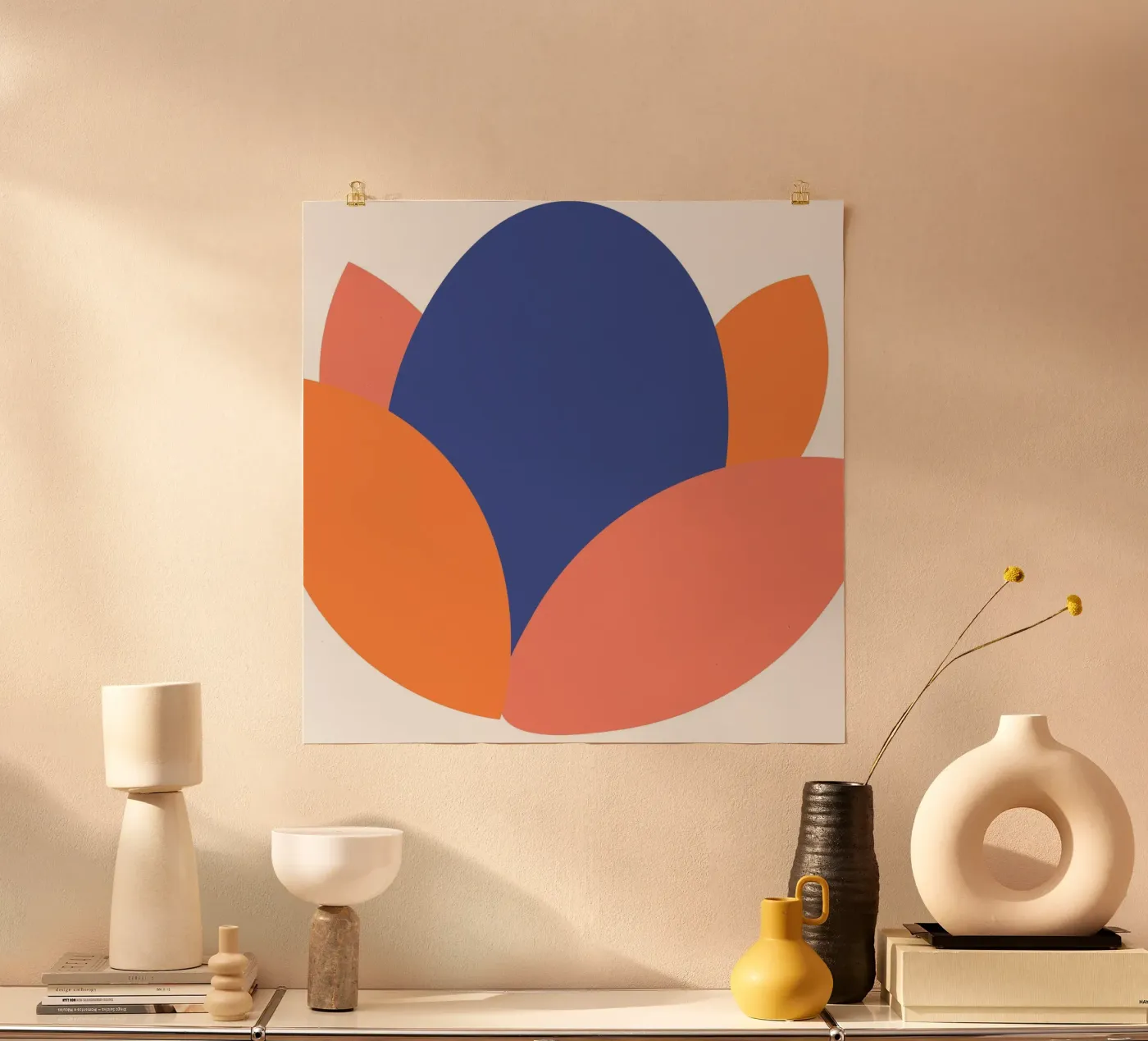 oval shape simplified poster de pastel color shape