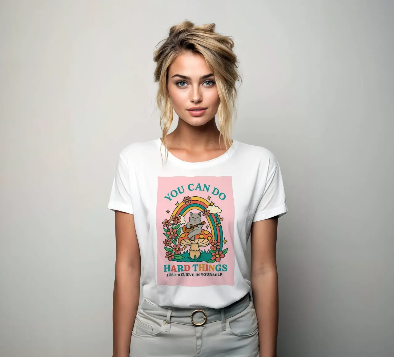 Cat Funny You can do hard things women's fitted t-shirt by oneroad