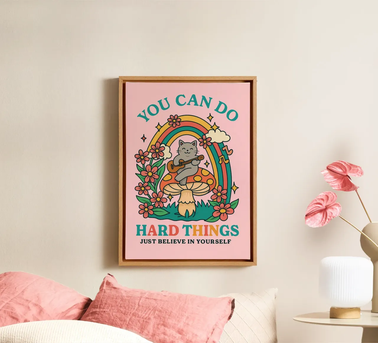 Cat Funny You can do hard things canvas by oneroad