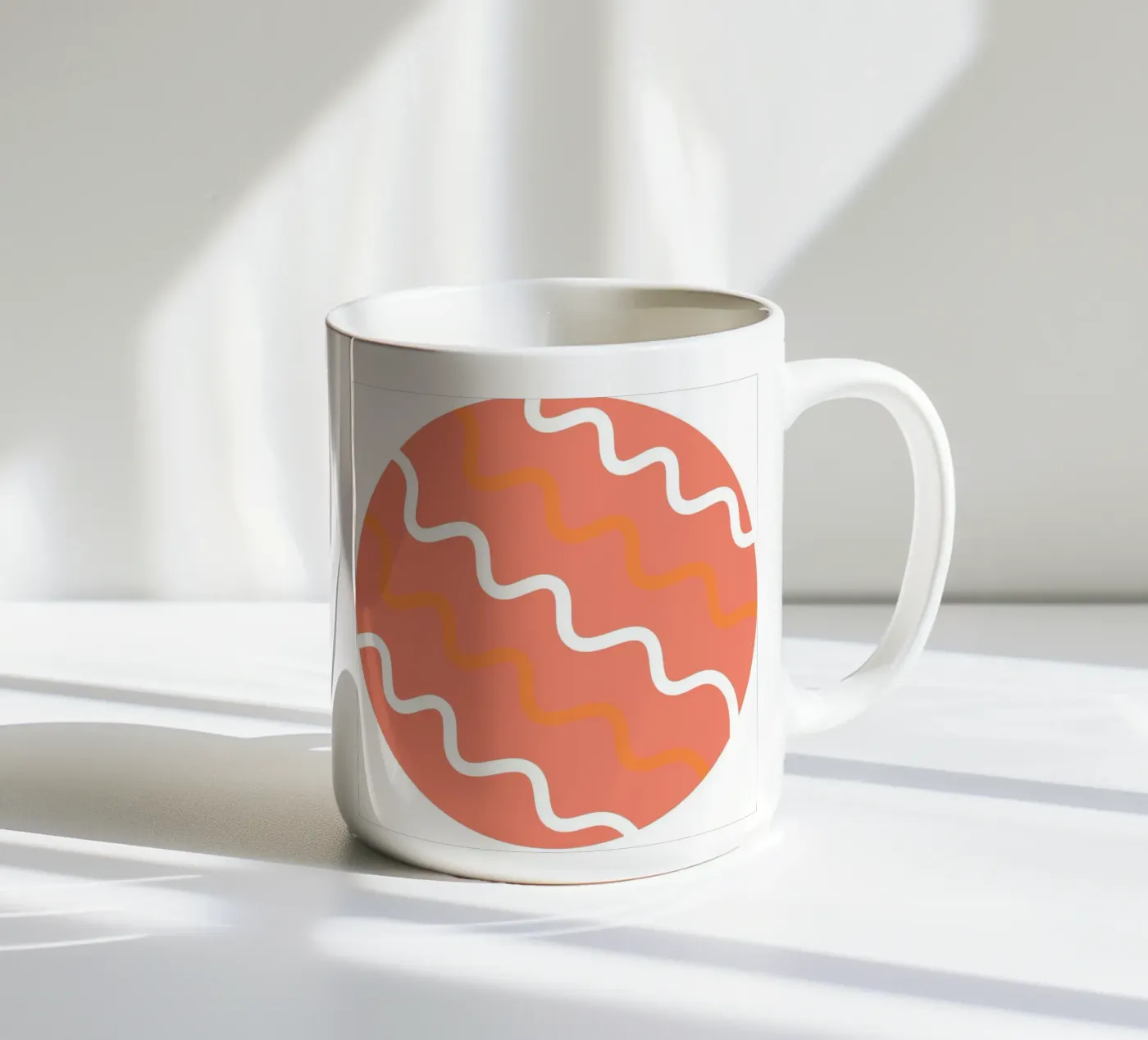 circle wave pattern ceramic mug by pastel color shape