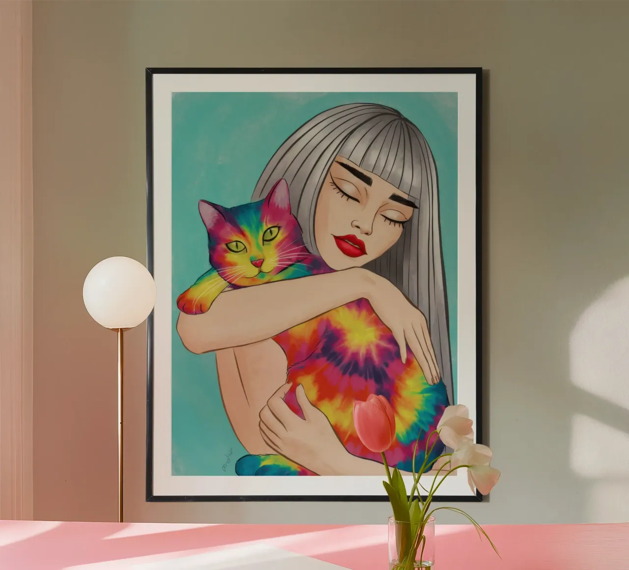 Coccole per gatti arcobaleno poster da Marigold Tiga