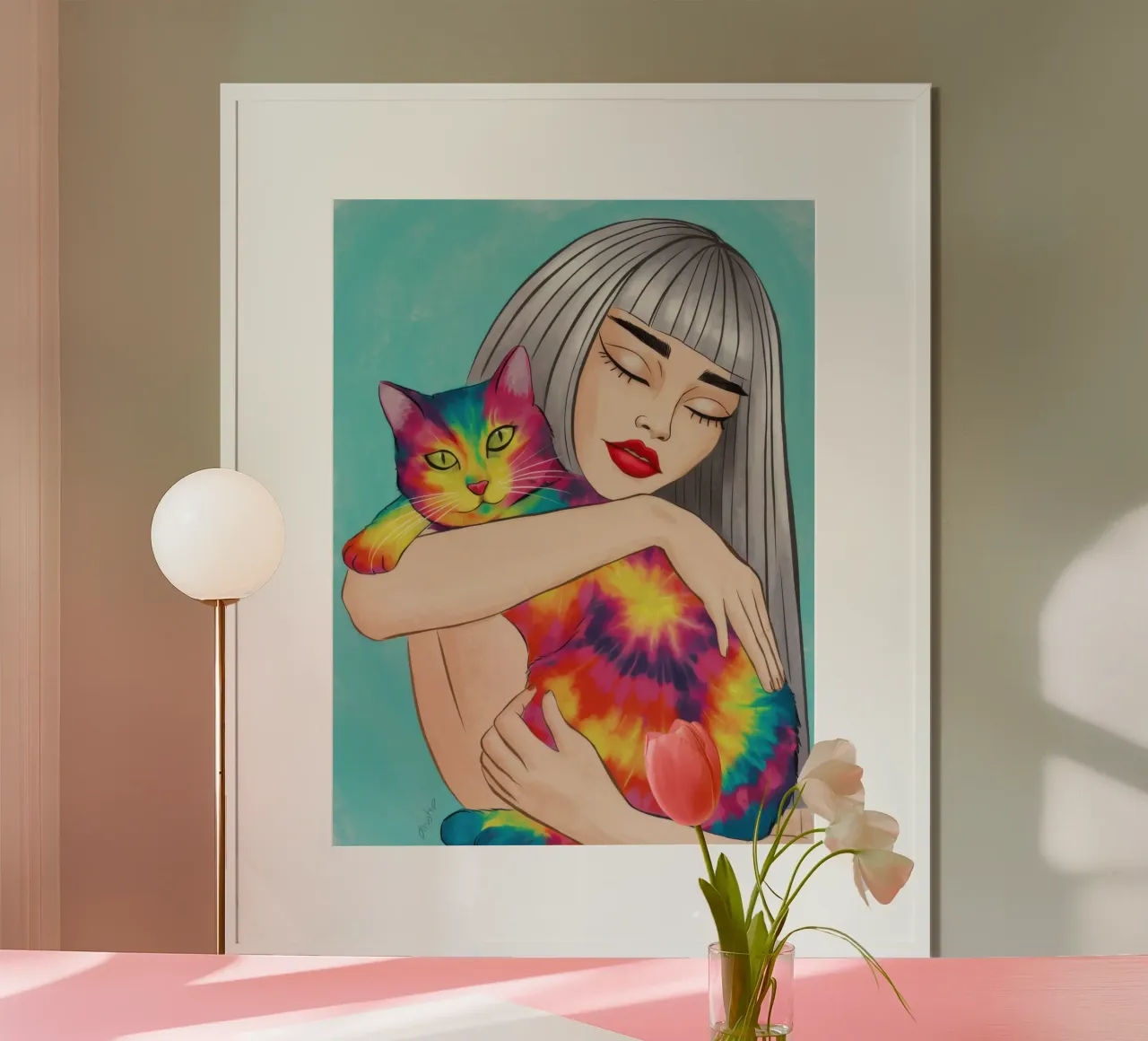 Coccole per gatti arcobaleno poster da Marigold Tiga