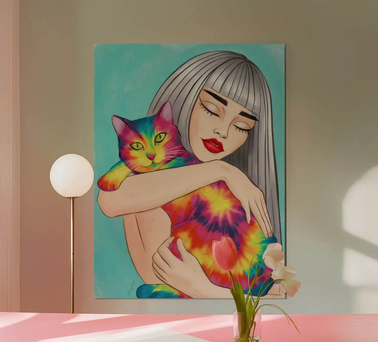 Coccole per gatti arcobaleno poster da Marigold Tiga
