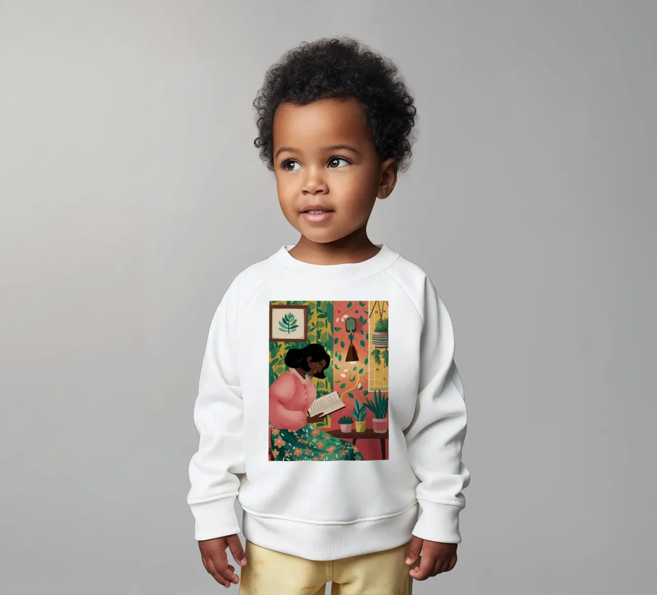 Pink Sweater Reading baby sweatshirt by Pale Aura