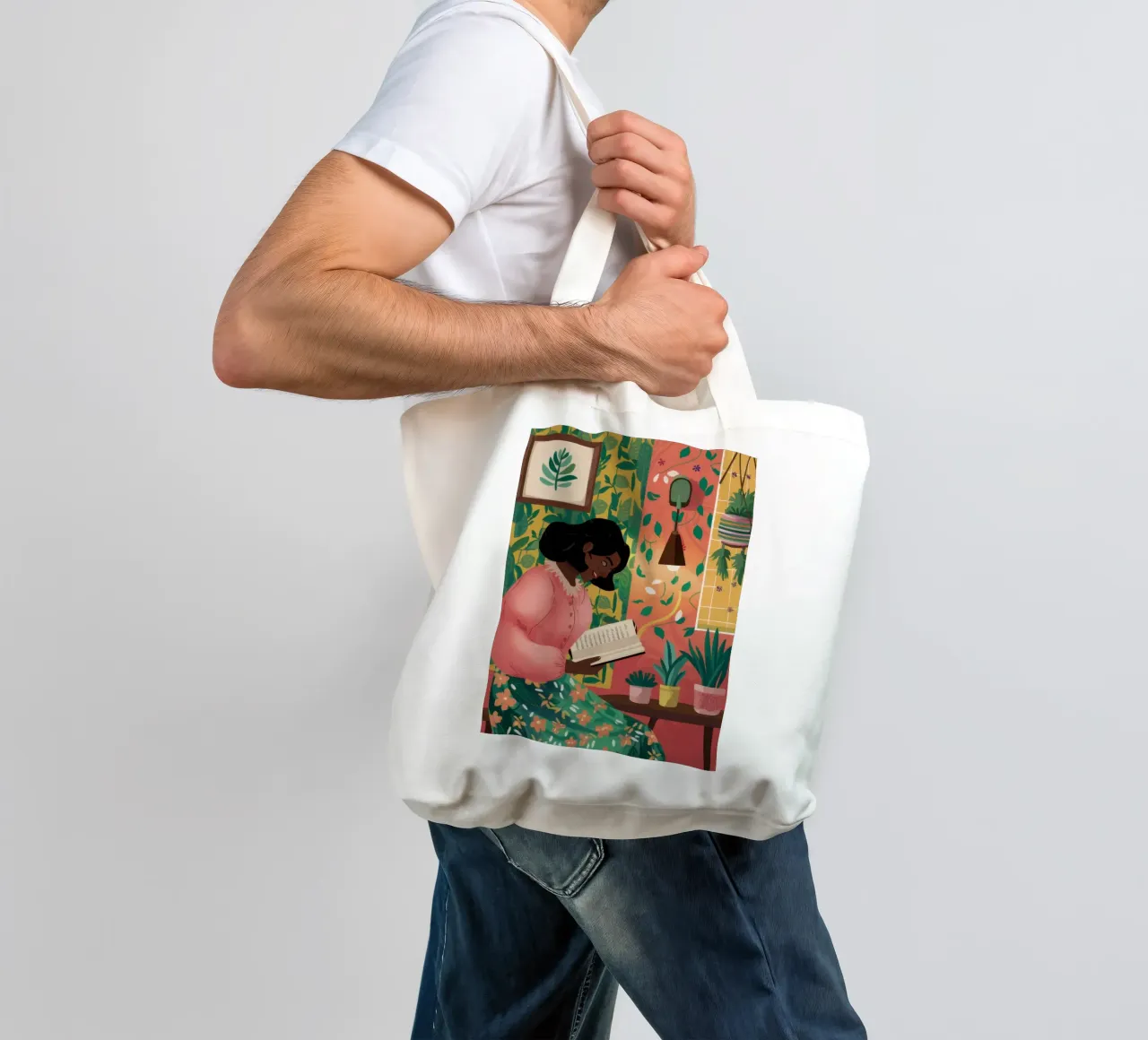 Pink Sweater Reading tote bag by Pale Aura