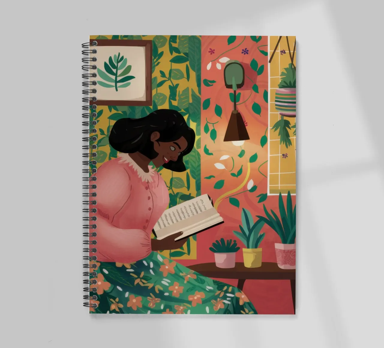 Pink Sweater Reading spiral notebook by Pale Aura