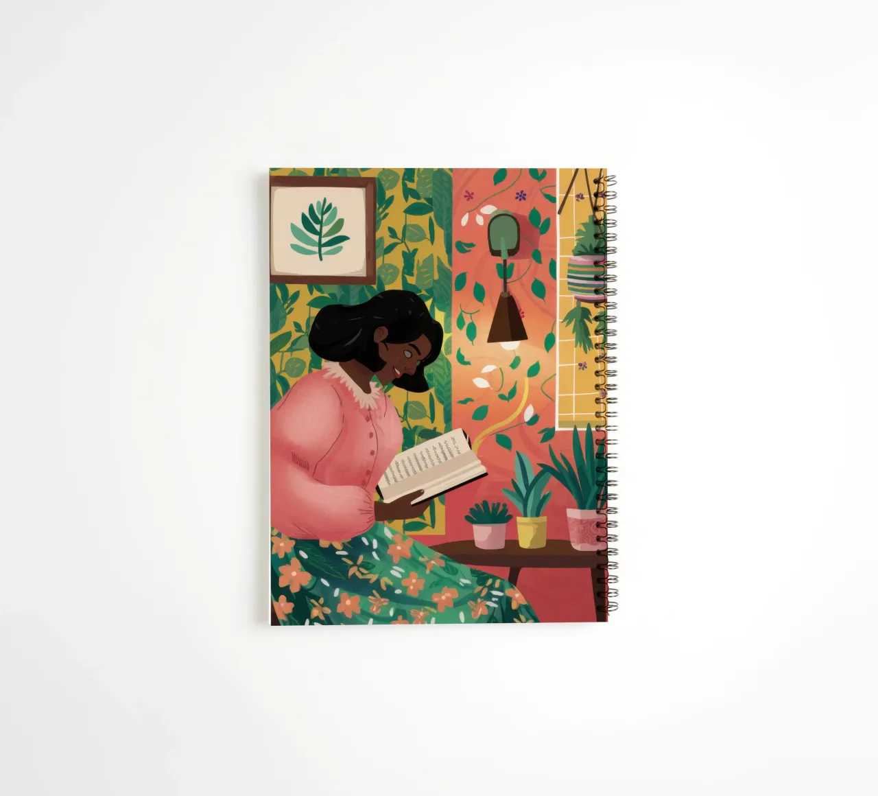 Pink Sweater Reading spiral notebook by Pale Aura
