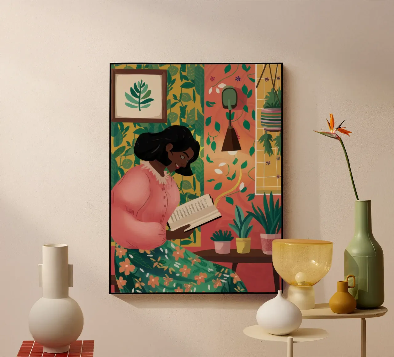Pink Sweater Reading acrylic glass by Pale Aura