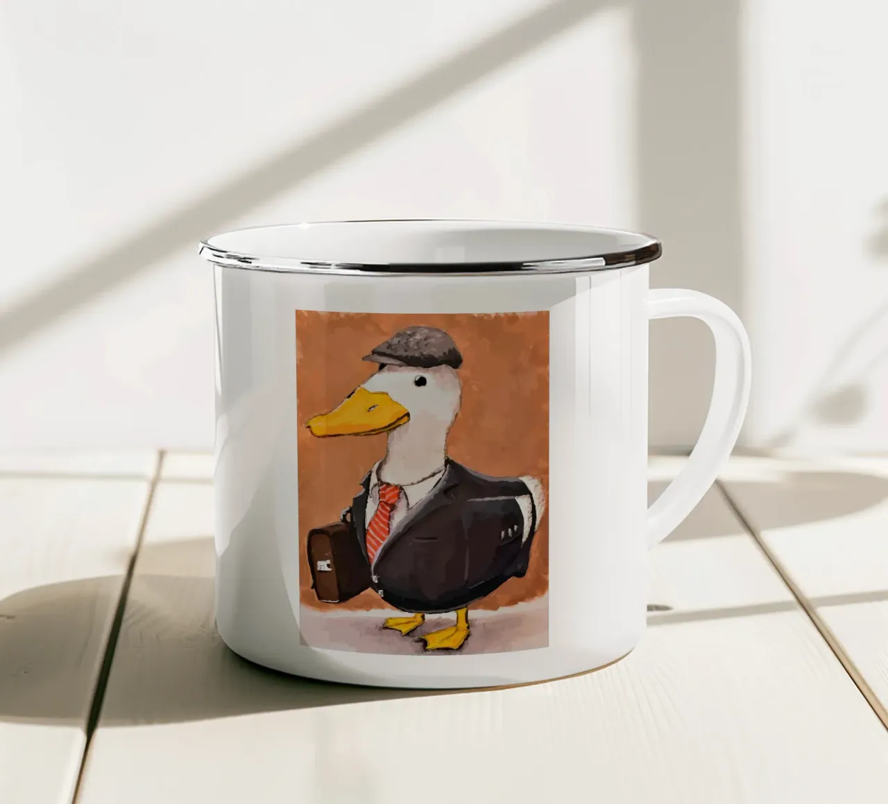 Anatra in abito tazza in smalto da Brandi N Huskey