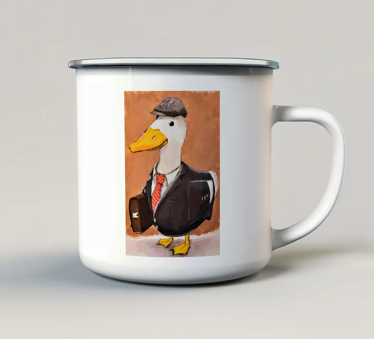 Anatra in abito tazza in smalto da Brandi N Huskey