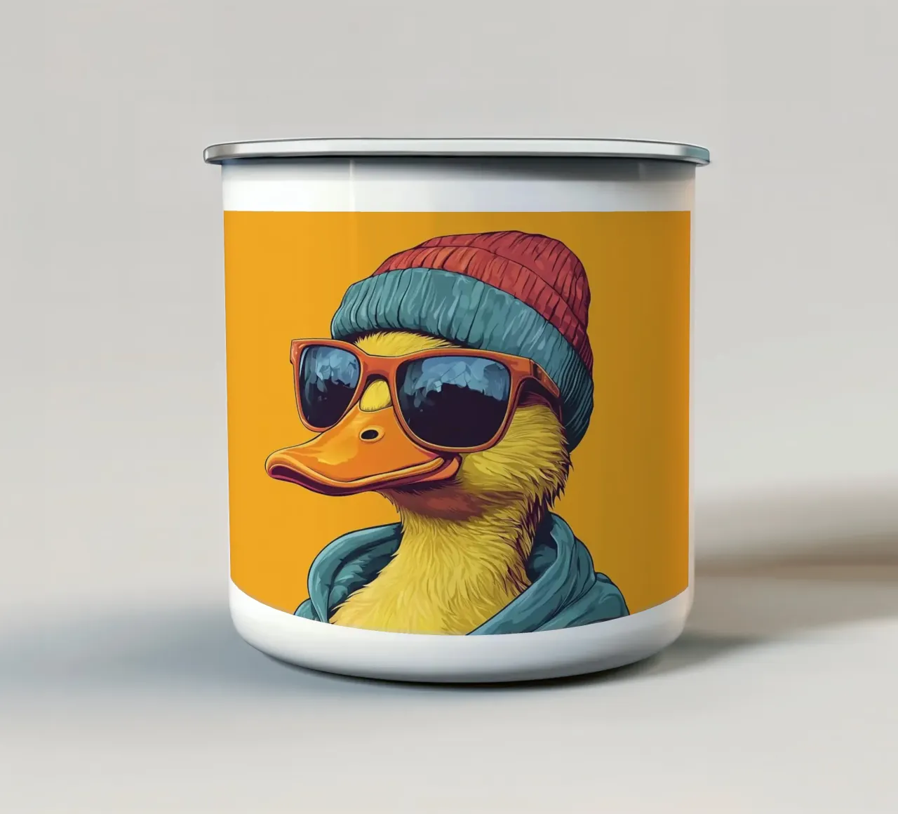 Anatra cool con occhiali da sole Pop Art tazza in smalto da Brandi N Huskey