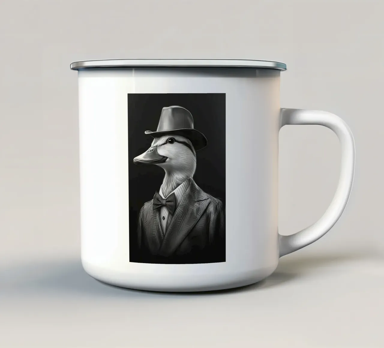 Anatra fredda in abito e berretto tazza in smalto da Brandi N Huskey