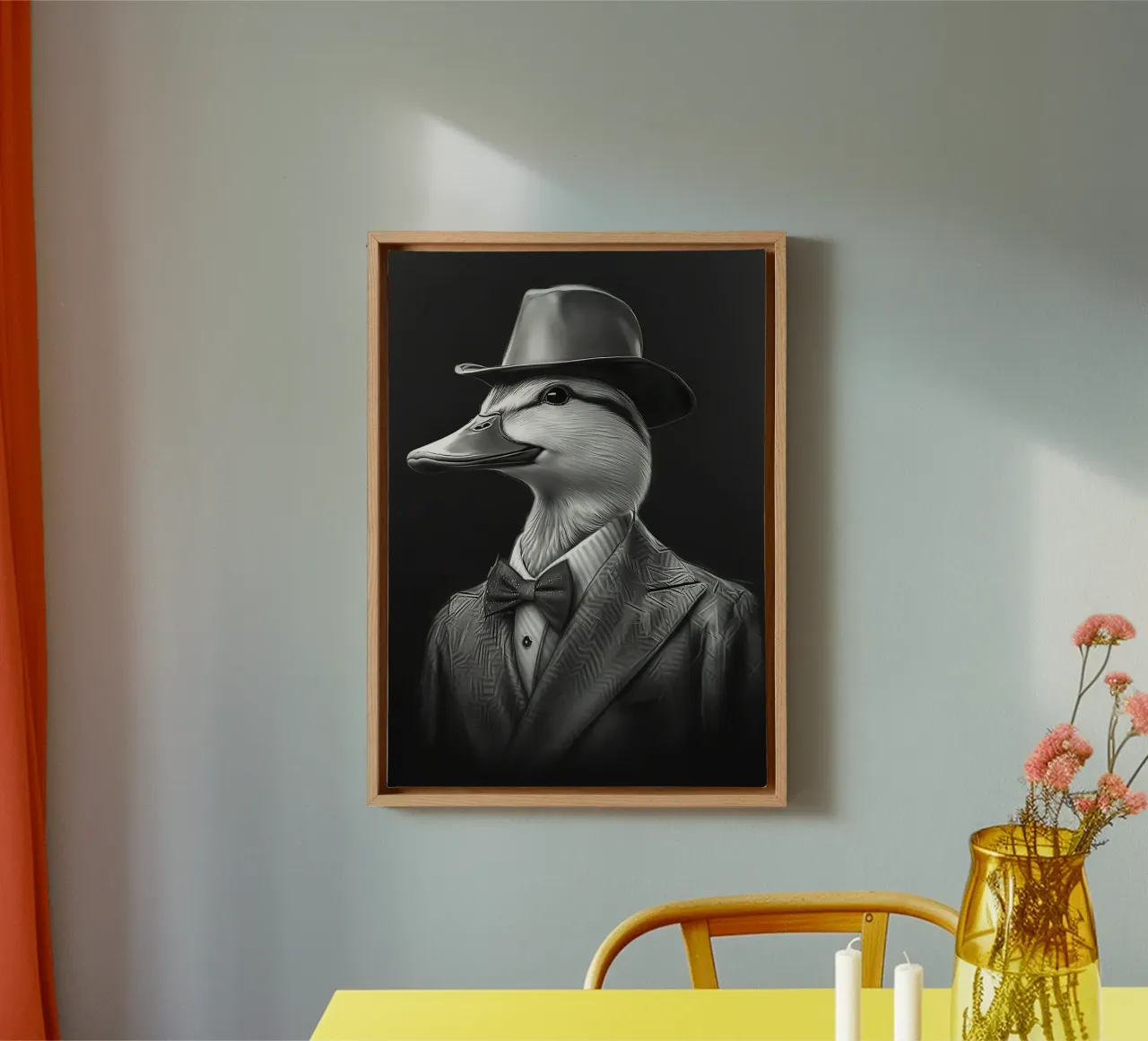 Cool Duck in Suit and Cap canvas by Brandi N Huskey