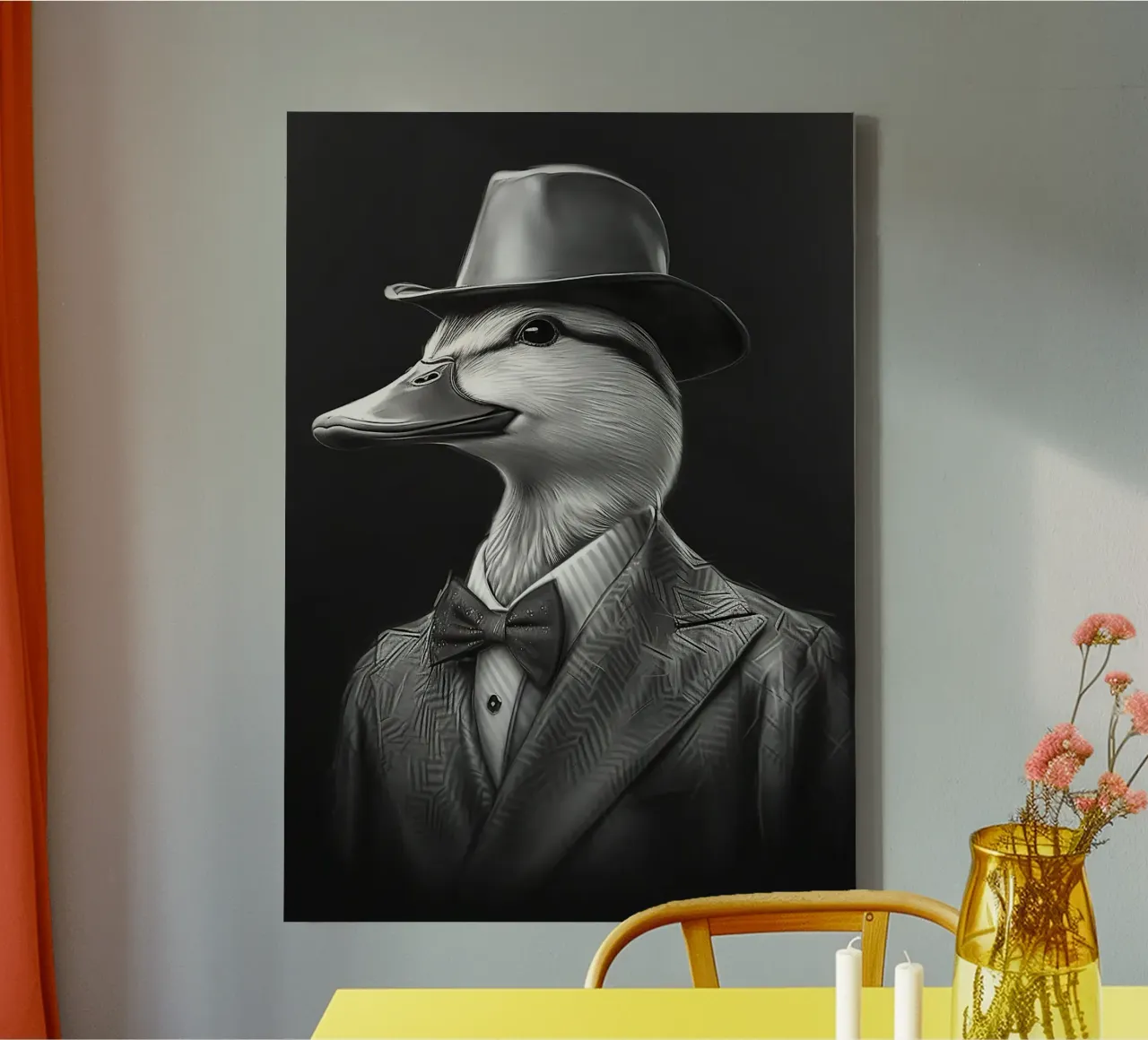 Cool Duck in Suit and Cap canvas by Brandi N Huskey