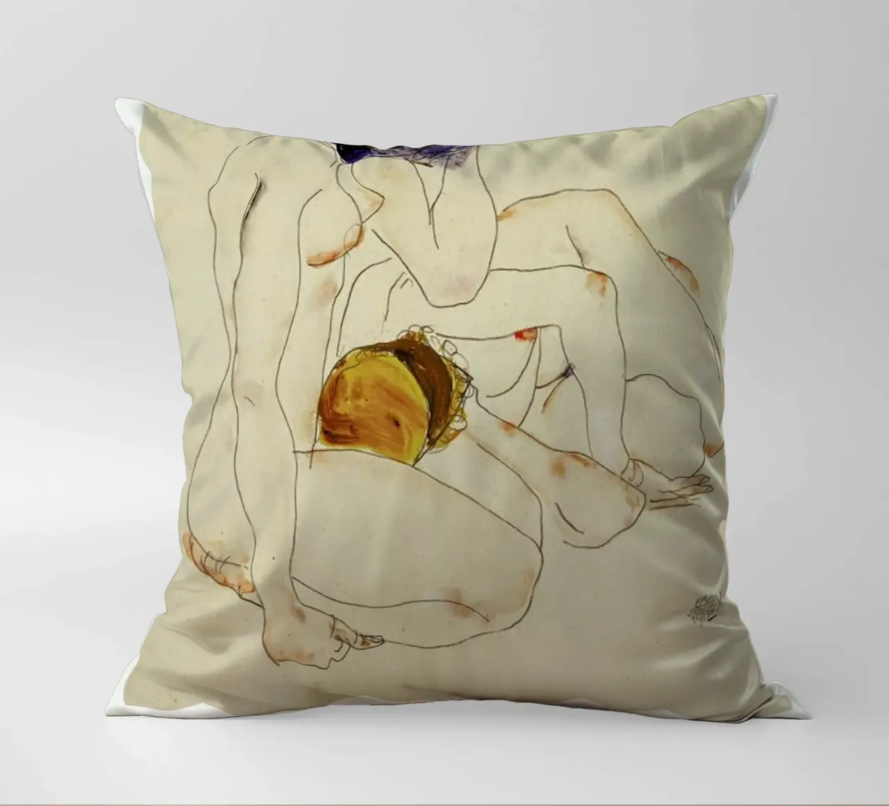 Schiele - Two Friends II cuscino da Vintage by JUNIQE