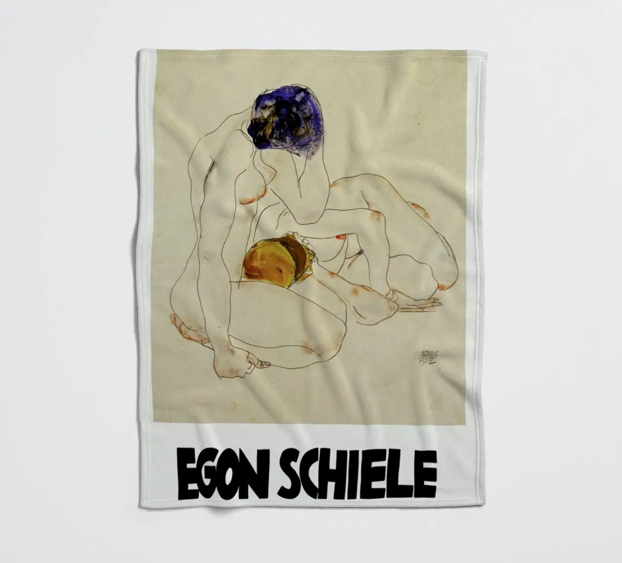Schiele - Two Friends II coperta in pile da Vintage by JUNIQE