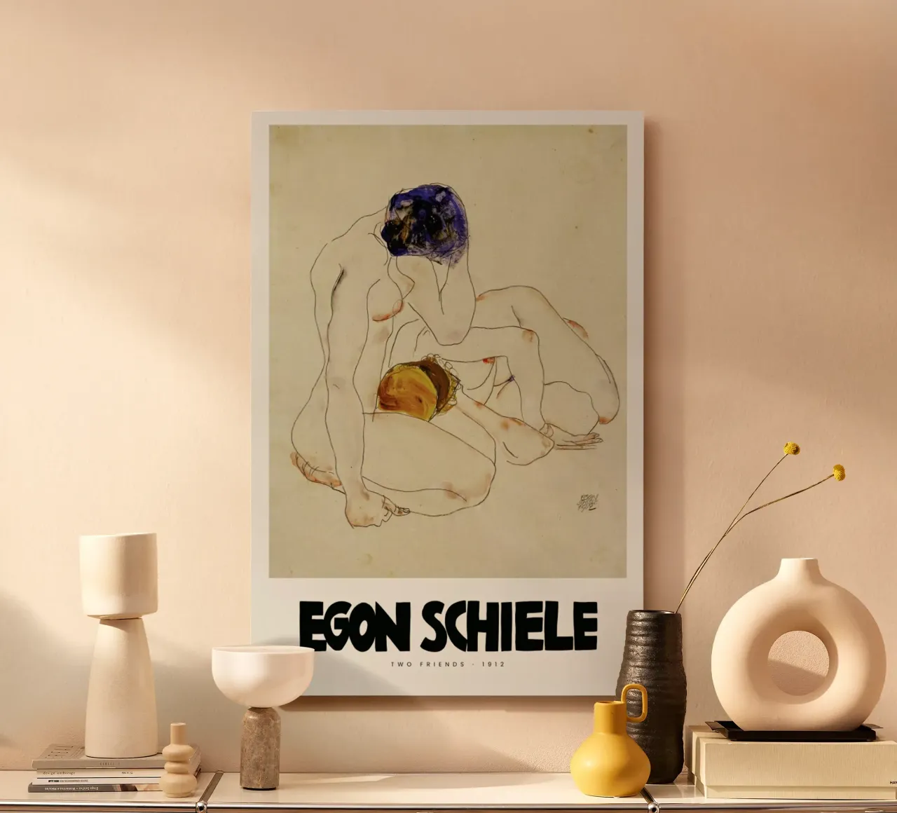 Schiele - Two Friends II alluminio dibond da Vintage by JUNIQE