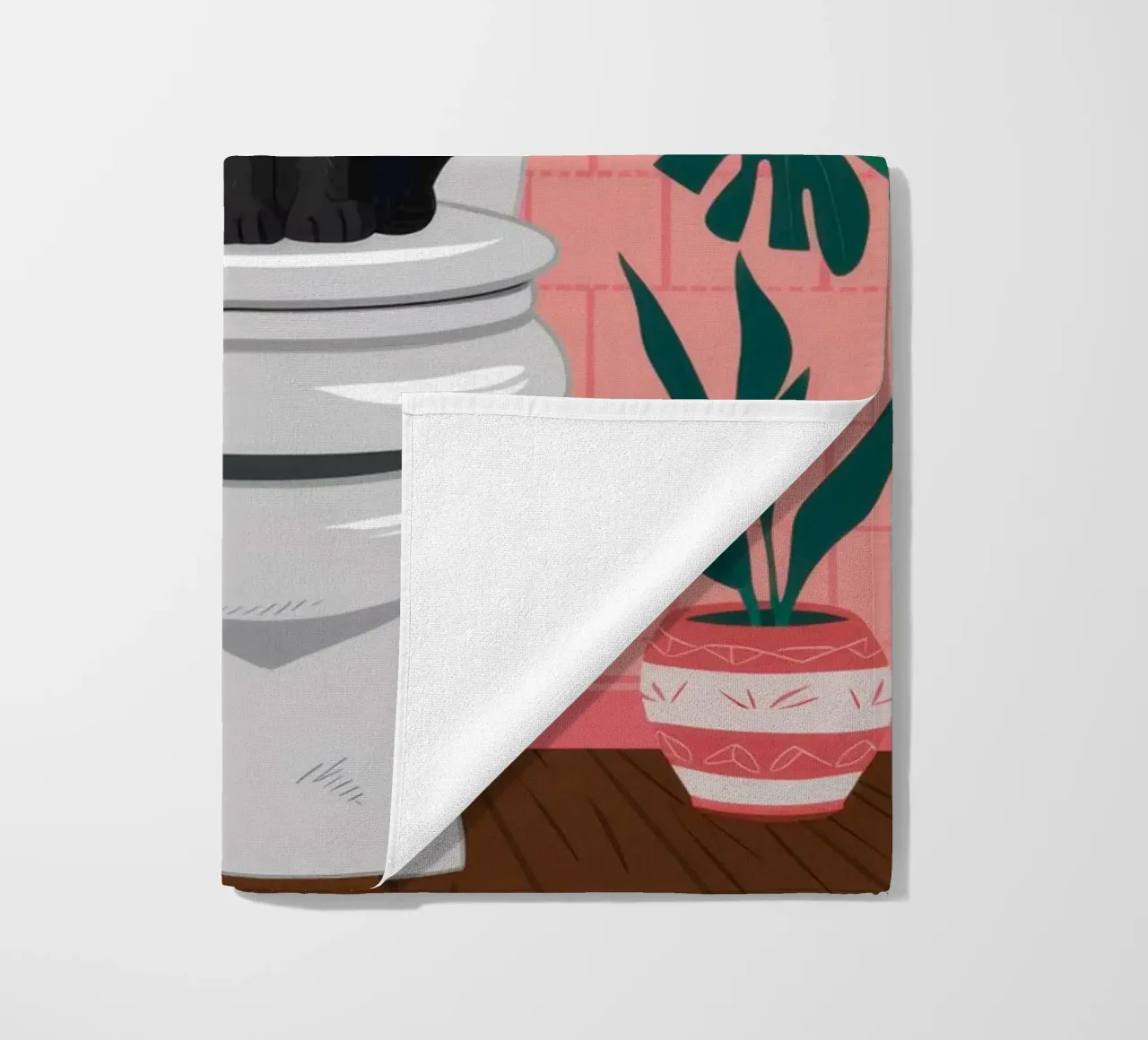 Cat in a Toilet beach towel by Marigold Tiga