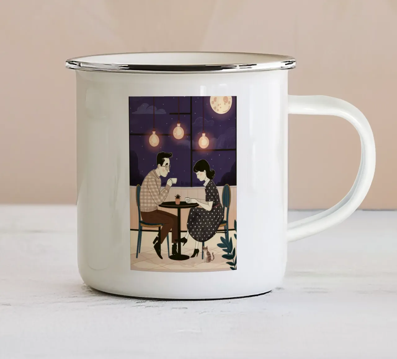 Appuntamento a cena al lume di candela tazza in smalto da Sentinel Glow