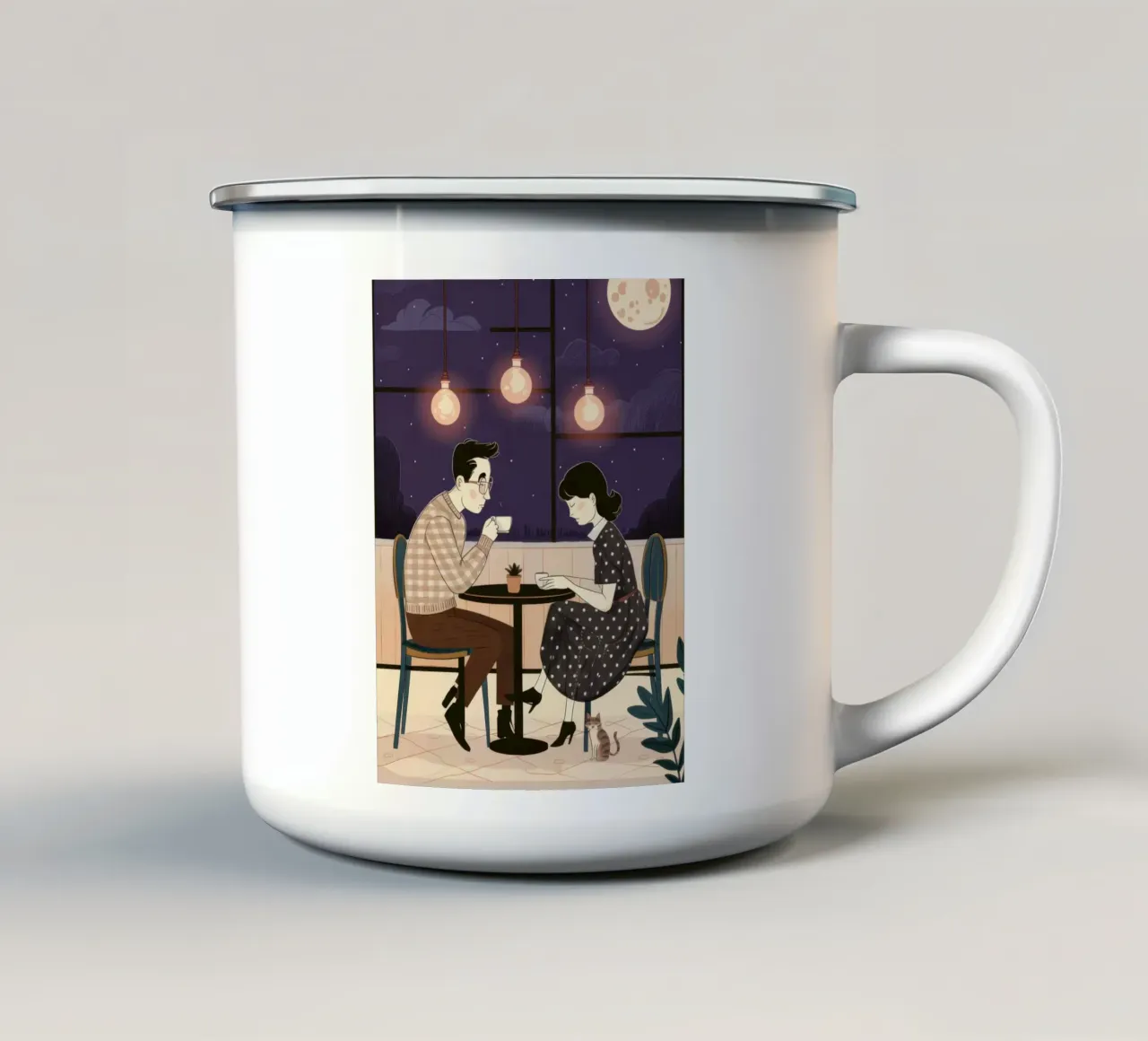 Appuntamento a cena al lume di candela tazza in smalto da Sentinel Glow