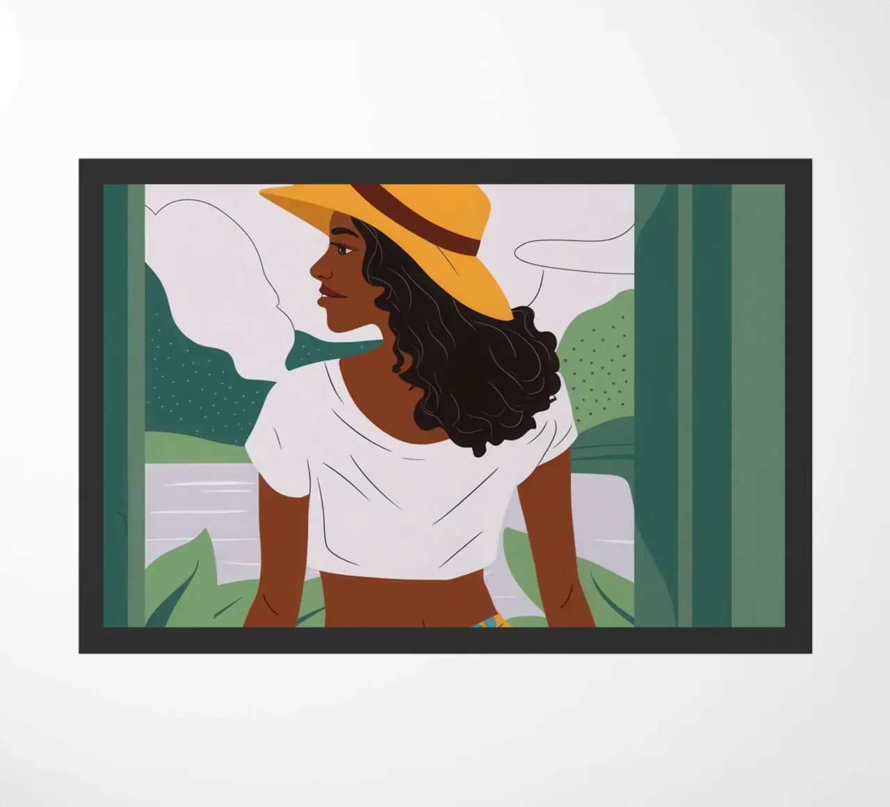 Sun Hat Window View doormat by Pale Aura