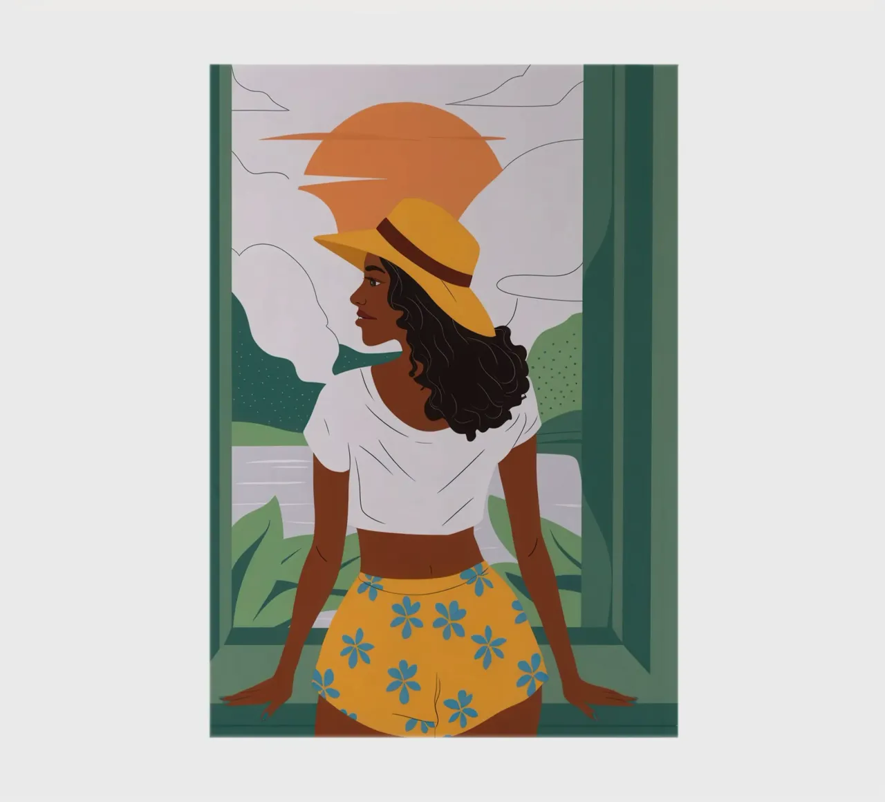 Sun Hat Window View notebook by Pale Aura