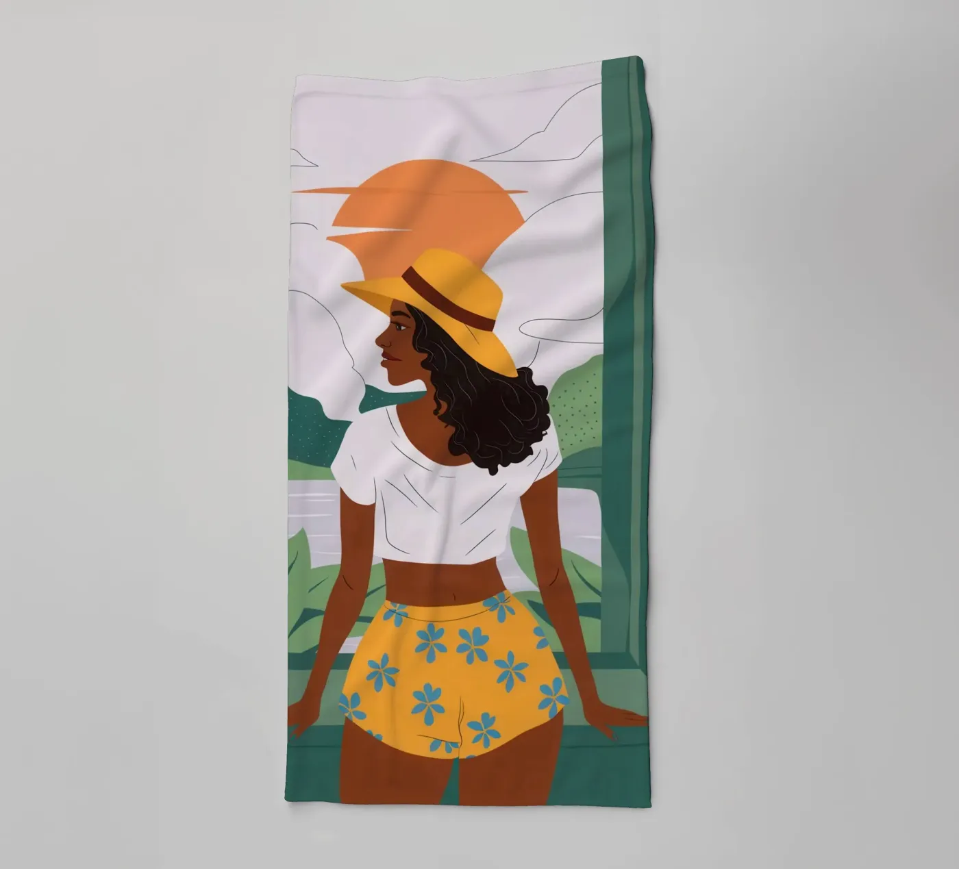 Sun Hat Window View towel by Pale Aura