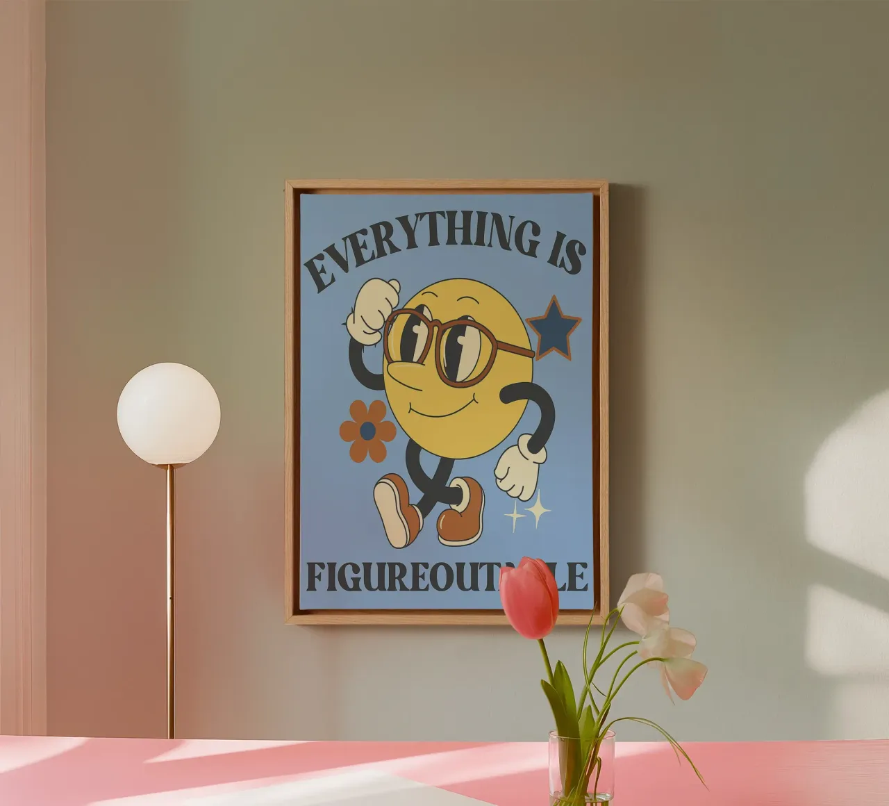 Everything is Figureoutable Motivation Icon Face canvas with Floater frame by oneroad