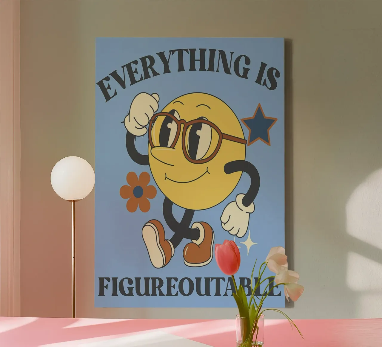 Everything is Figureoutable Motivation Icon Face canvas with Floater frame by oneroad