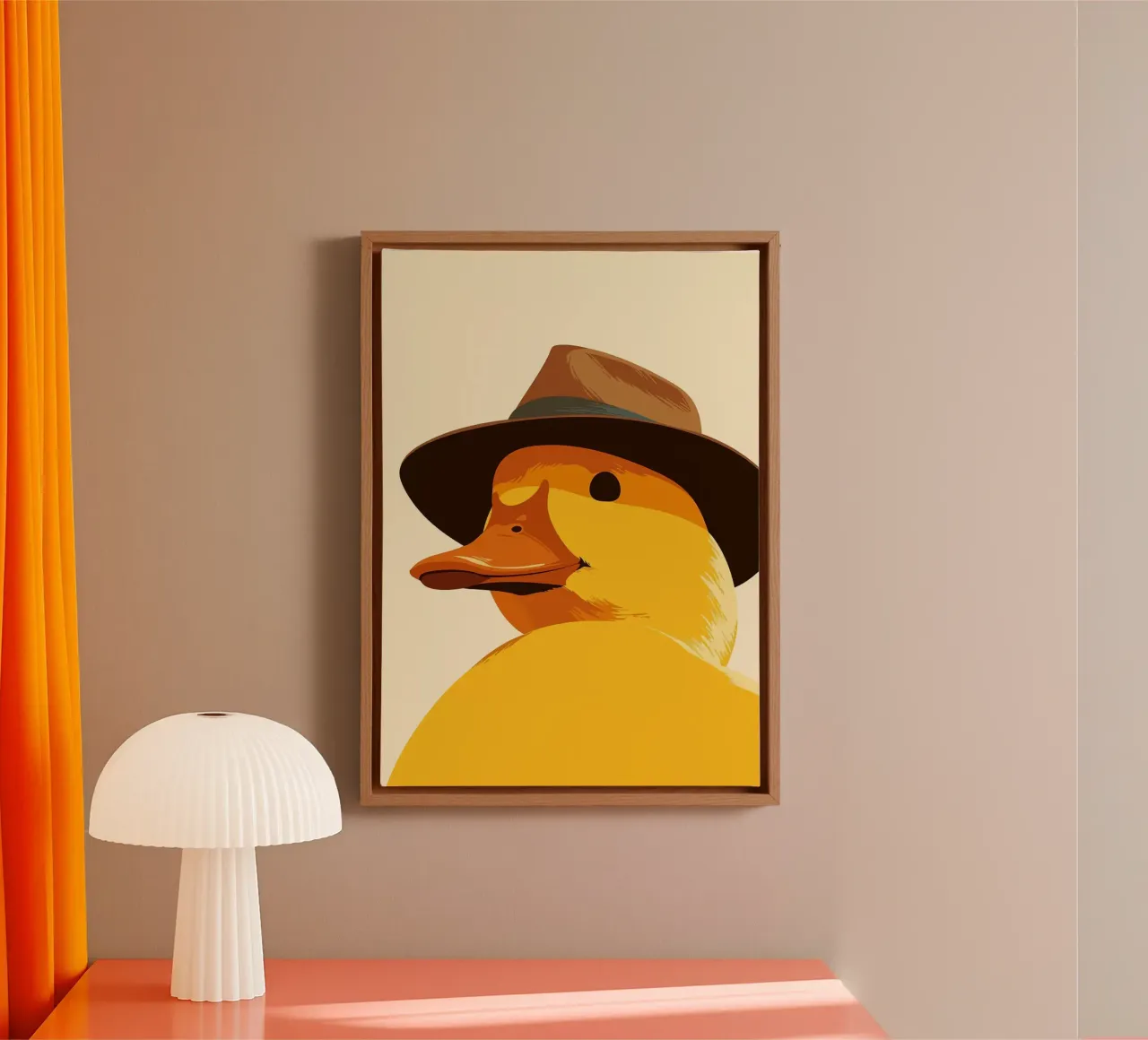 Duckling in Fedora Funny Minimalist Art canvas by Brandi N Huskey
