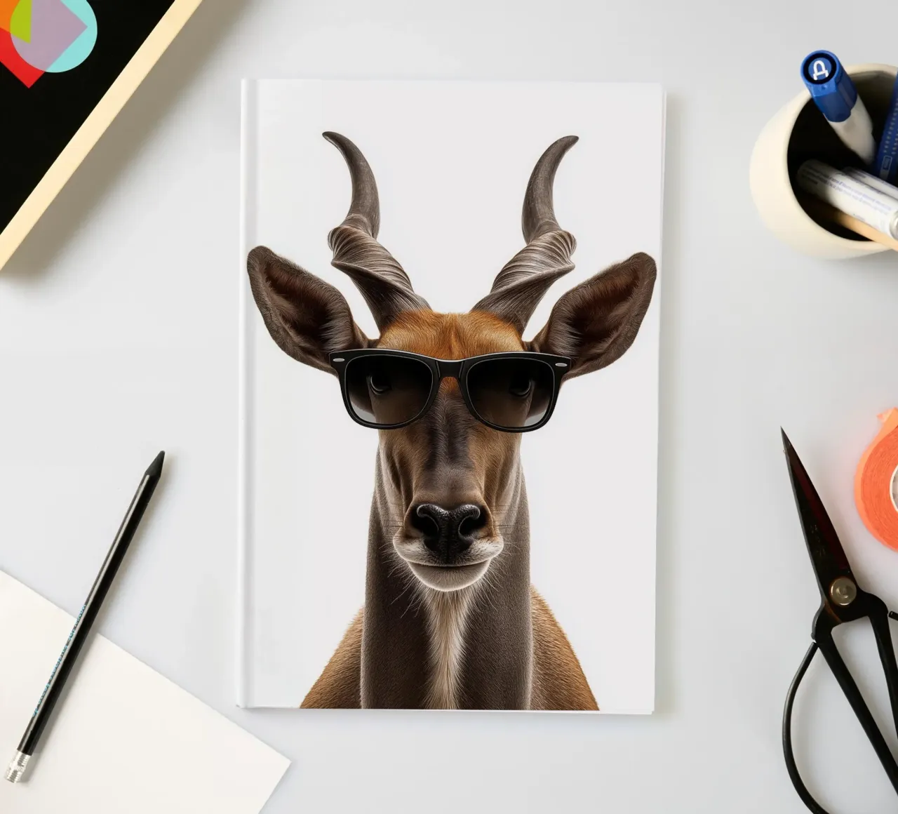 Cool Eland with Sunglasses notebook by Brandi N Huskey