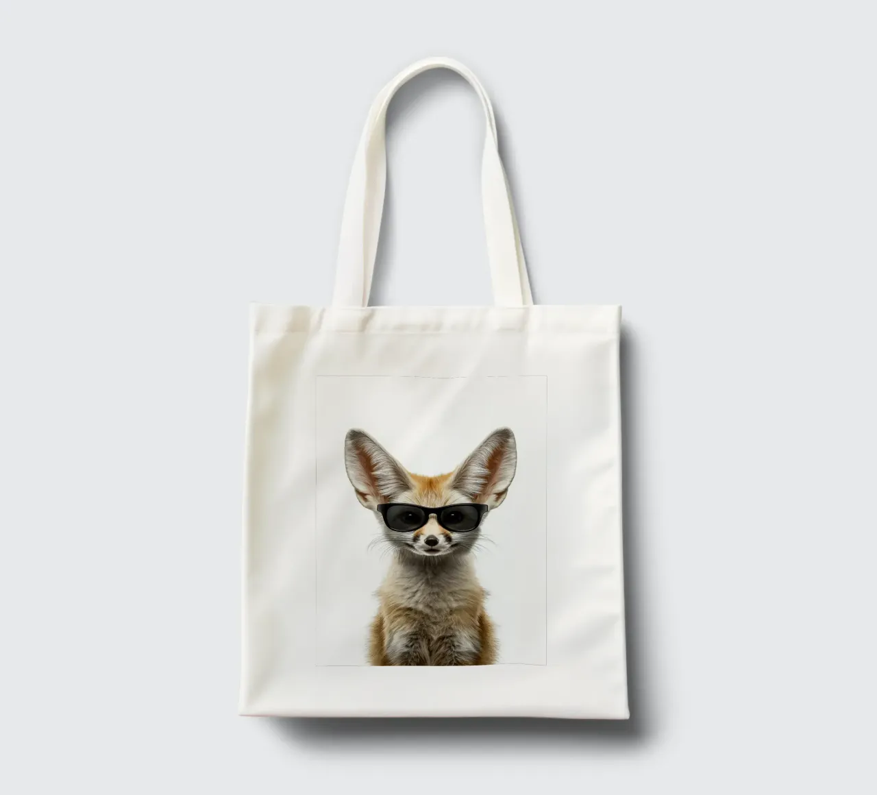 Volpe Fennec con occhiali da sole borsa in juta da Brandi N Huskey