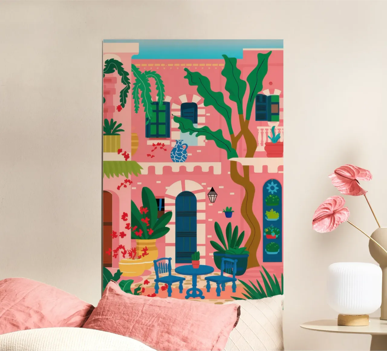 Giardino dei cactus Parete rosa poster con telaio in alluminio da Marigold Tiga