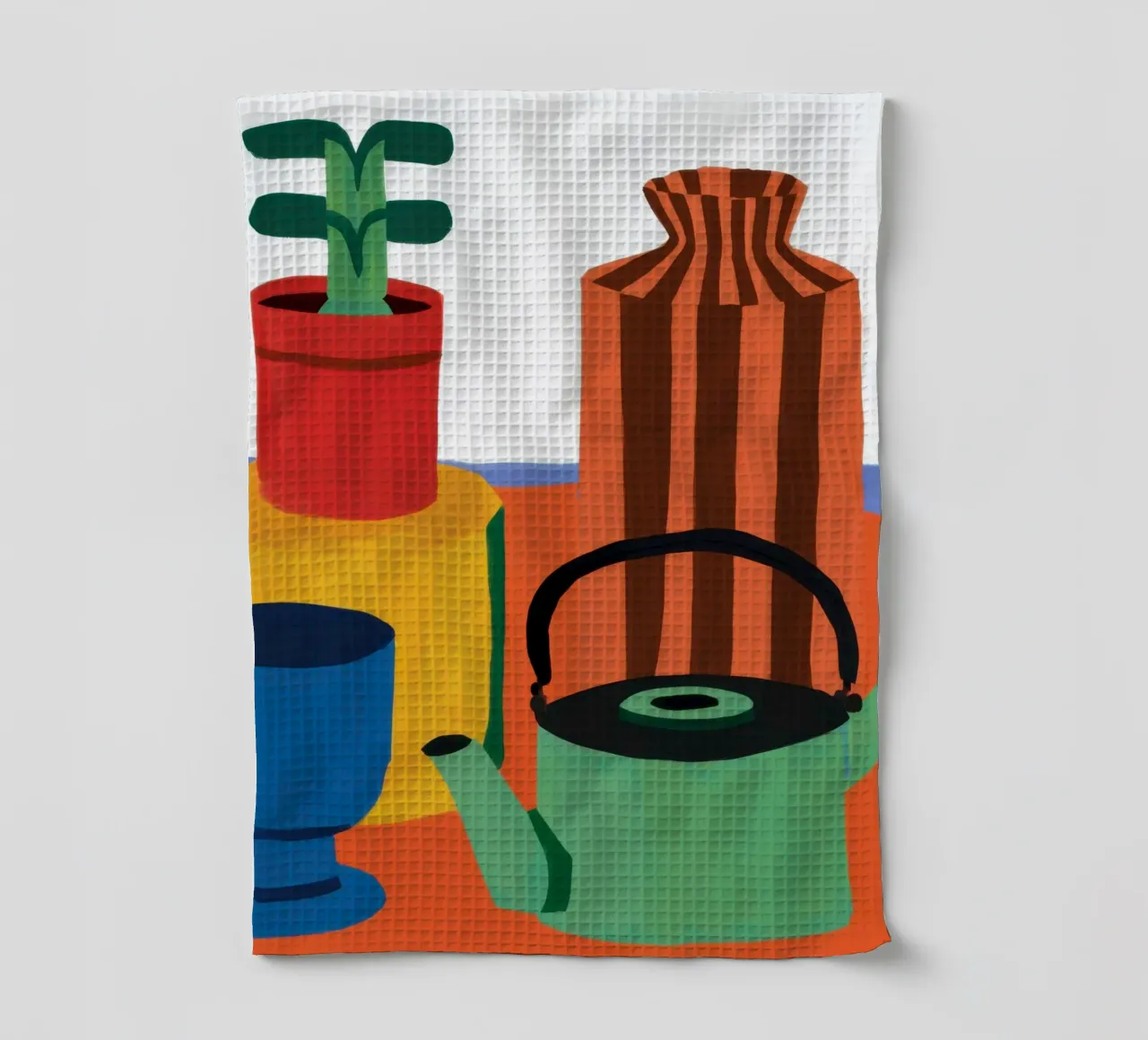 Kettle and Pot Stillness tea towel by Sentinel Glow
