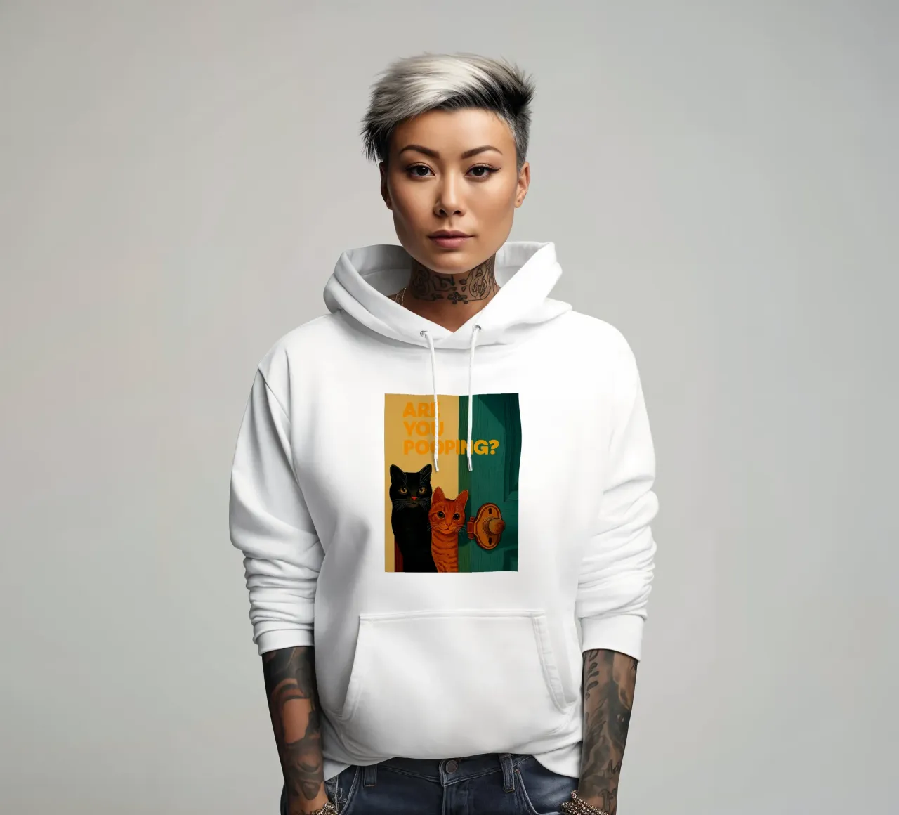 Funny Cat Bathroom Are You Pooping hoodie by oneroad