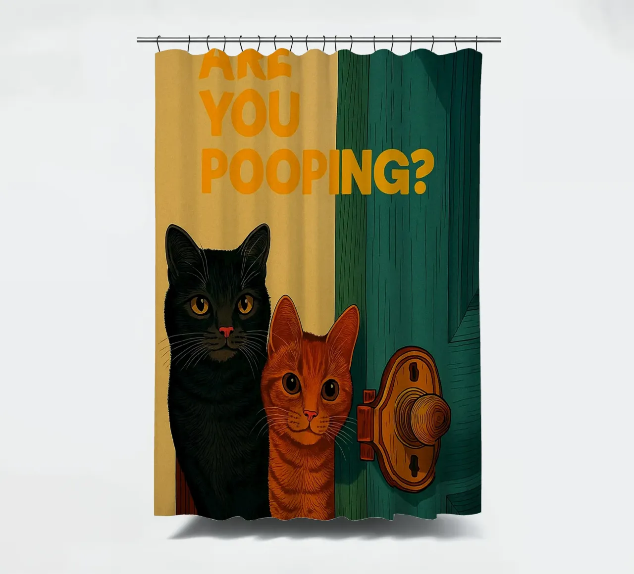 Funny Cat Bathroom Are You Pooping shower curtain by oneroad