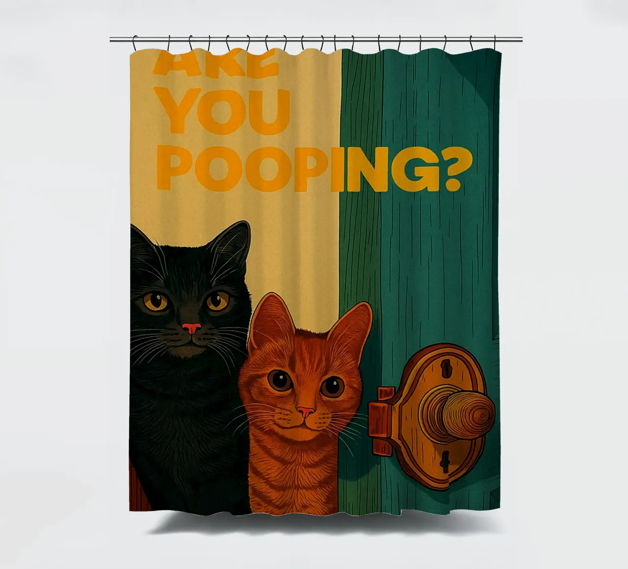 Funny Cat Bathroom Are You Pooping shower curtain by oneroad