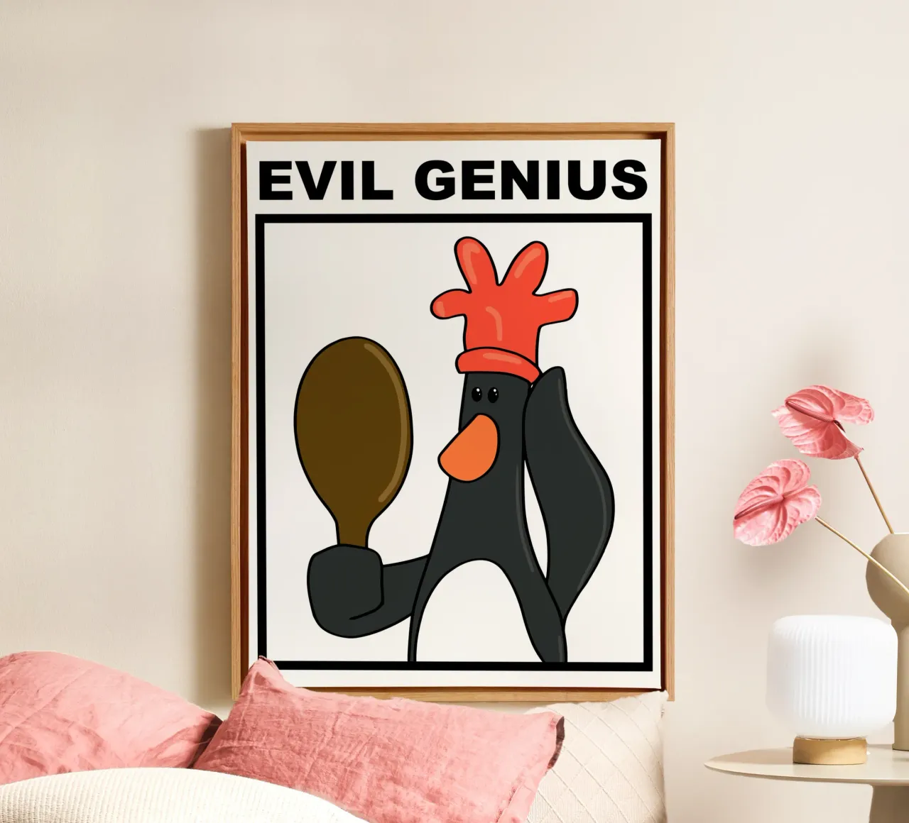 Feathers McGraw Evil Genius canvas by vantobbin